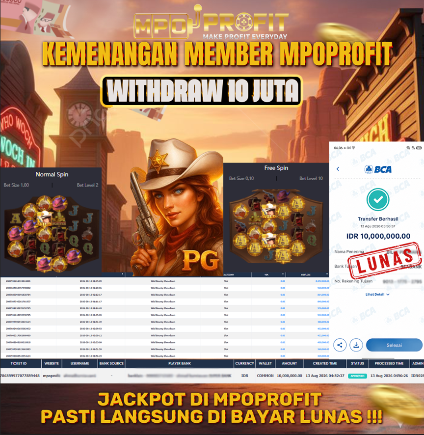 MPOPROFIT JACKPOT PGSOFT! KEMENANGAN MURNI DI (WILD BOUNTY SHOWDOWN TOTAL 10.000.000,- LUNAS)